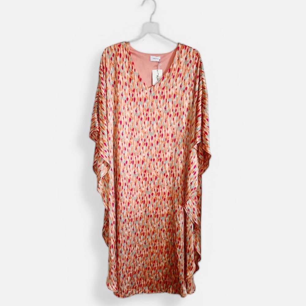 Adrienne Multicolor Celine Maxi Dress Caftan Artsy Cruise Vacation Sz M / L